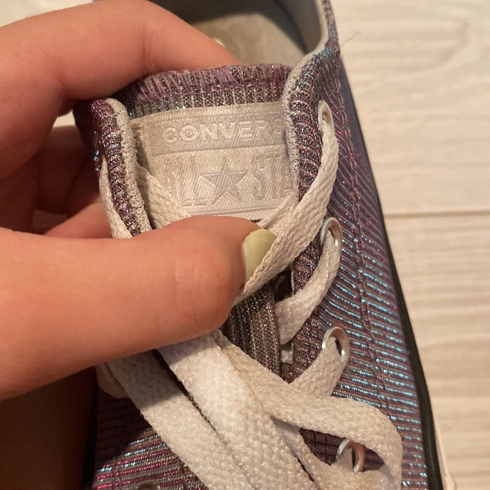 Converse All Star- shimmery blue,purple, and pink low tops, Size 2.5 - Picture 3 of 6